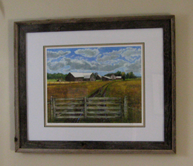 The James Homestead in a frame